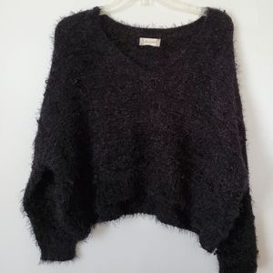 Altar'd State/ Black Fuzzy Crop Sweater